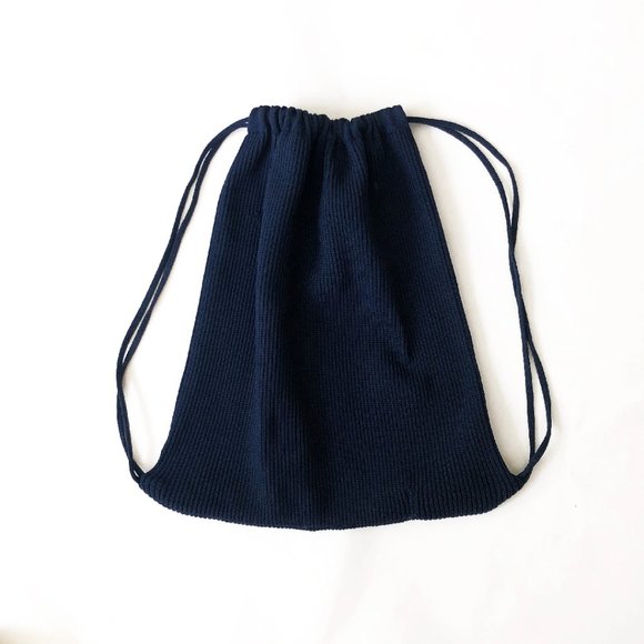 Balenciaga navy blue knit drawstring bag purse backpack - Picture 2 of 10